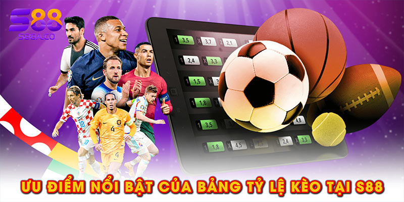 Ưu điểm nổi bật của bảng tỷ lệ kèo tại S88